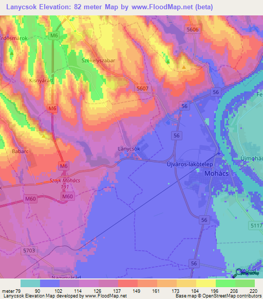 Lanycsok,Hungary Elevation Map