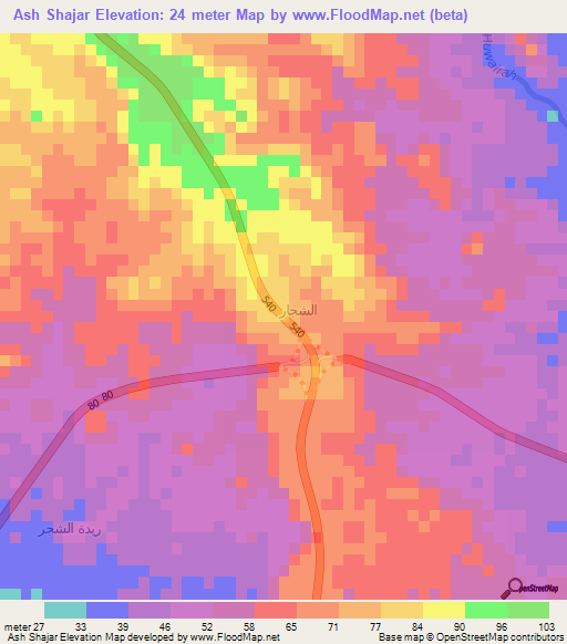 Ash Shajar,Yemen Elevation Map