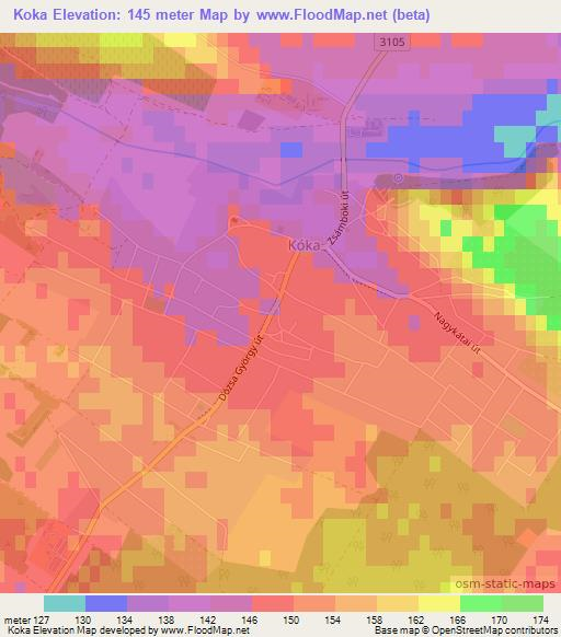 Koka,Hungary Elevation Map