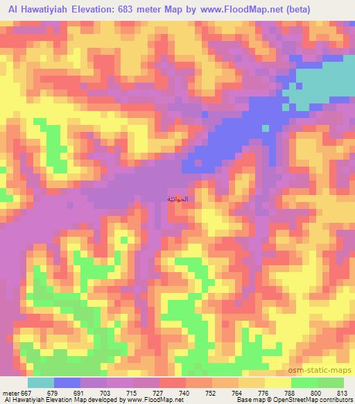 Al Hawatiyiah,Yemen Elevation Map