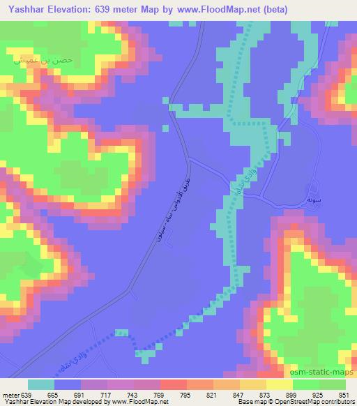 Yashhar,Yemen Elevation Map