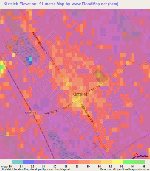 Kistelek,Hungary Elevation Map