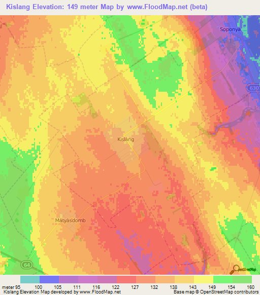 Kislang,Hungary Elevation Map