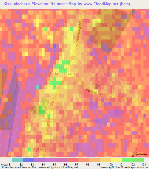 Kiskunlachaza,Hungary Elevation Map