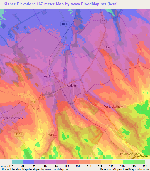 Kisber,Hungary Elevation Map