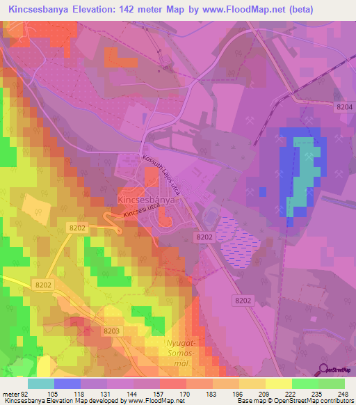 Kincsesbanya,Hungary Elevation Map