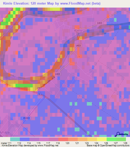 Kimle,Hungary Elevation Map
