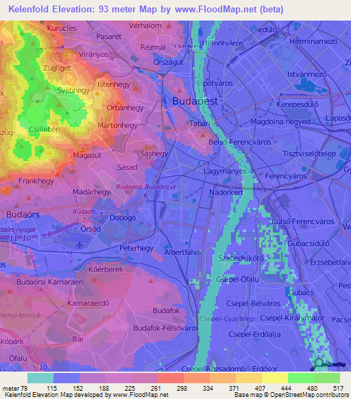 Kelenfold,Hungary Elevation Map