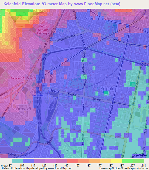 Kelenfold,Hungary Elevation Map