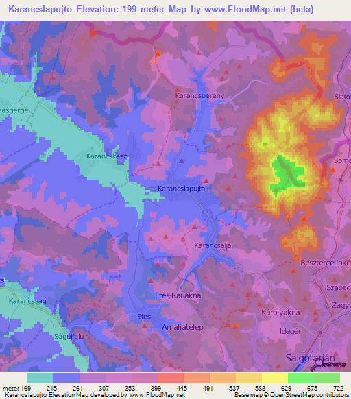 Karancslapujto,Hungary Elevation Map