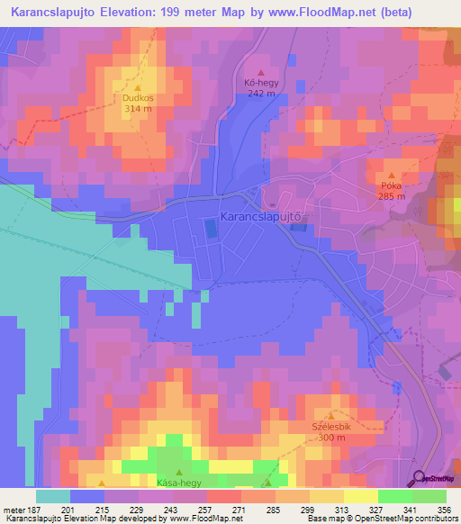 Karancslapujto,Hungary Elevation Map