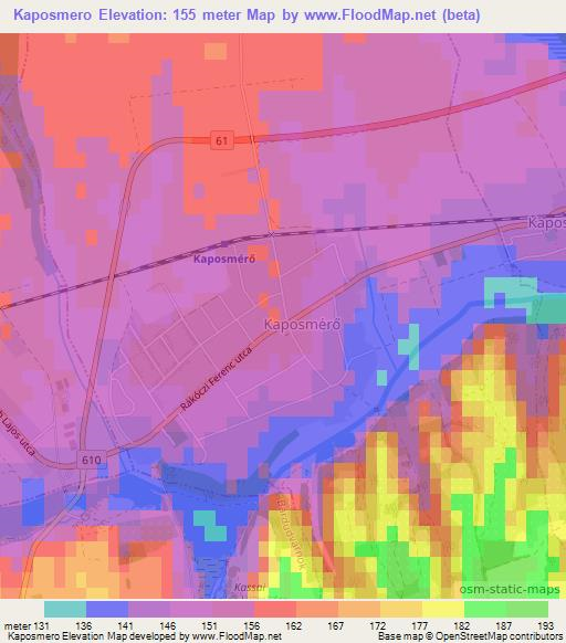 Kaposmero,Hungary Elevation Map