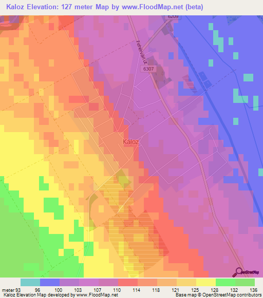 Kaloz,Hungary Elevation Map