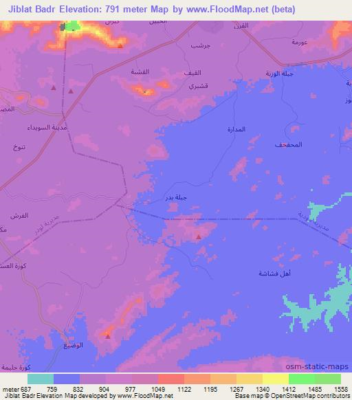Jiblat Badr,Yemen Elevation Map