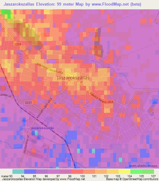 Jaszarokszallas,Hungary Elevation Map