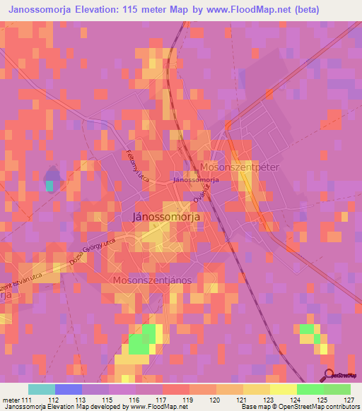 Janossomorja,Hungary Elevation Map