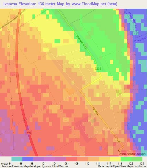 Ivancsa,Hungary Elevation Map