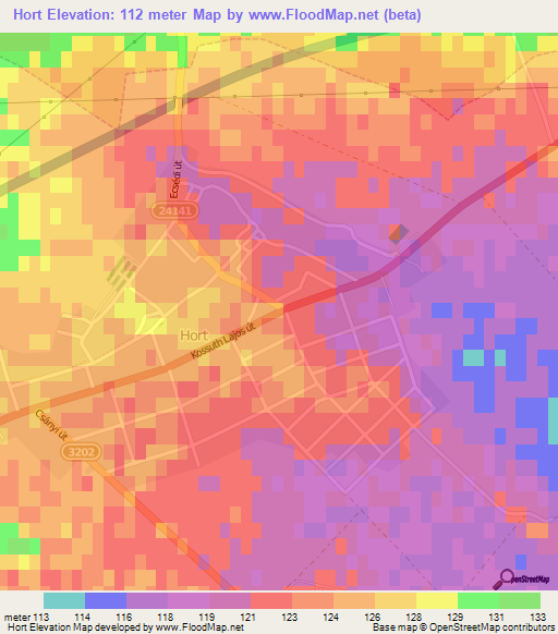 Hort,Hungary Elevation Map
