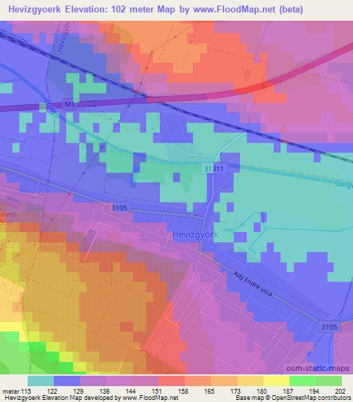 Hevizgyoerk,Hungary Elevation Map