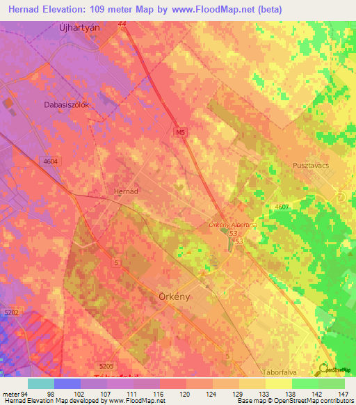 Hernad,Hungary Elevation Map