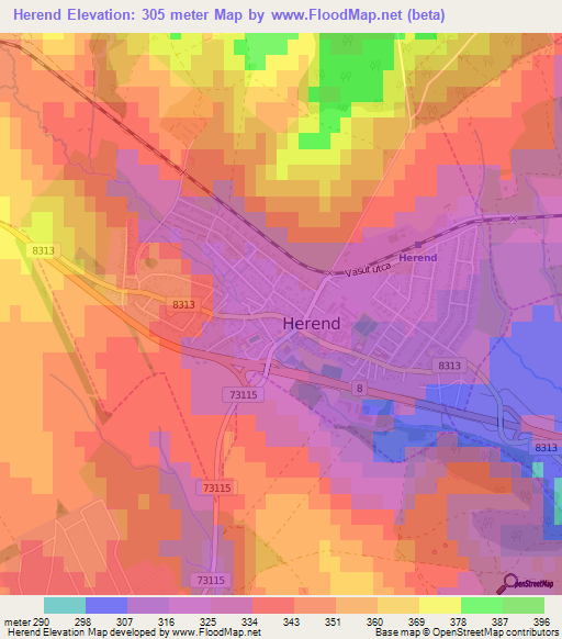Herend,Hungary Elevation Map