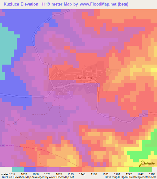 Kuzluca,Turkey Elevation Map
