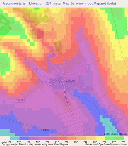 Gyongyostarjan,Hungary Elevation Map