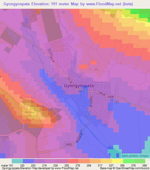 Gyongyospata,Hungary Elevation Map