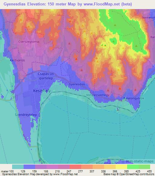Gyenesdias,Hungary Elevation Map