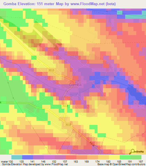 Gomba,Hungary Elevation Map