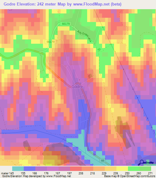 Godre,Hungary Elevation Map