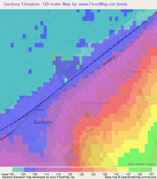 Gardony,Hungary Elevation Map