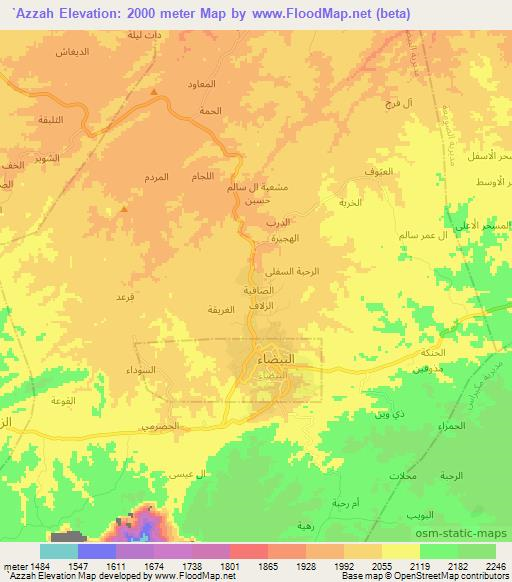 `Azzah,Yemen Elevation Map