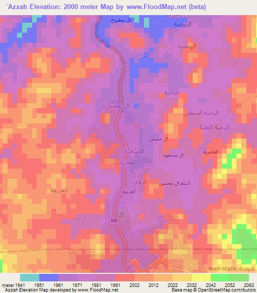 `Azzah,Yemen Elevation Map