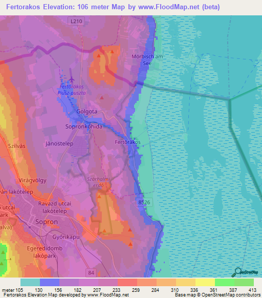 Fertorakos,Hungary Elevation Map