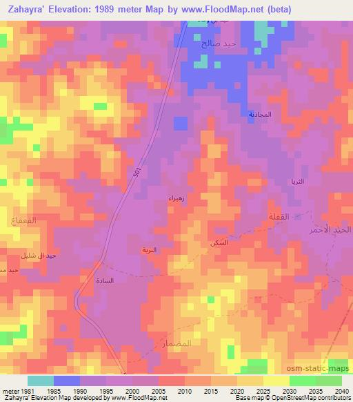 Zahayra',Yemen Elevation Map