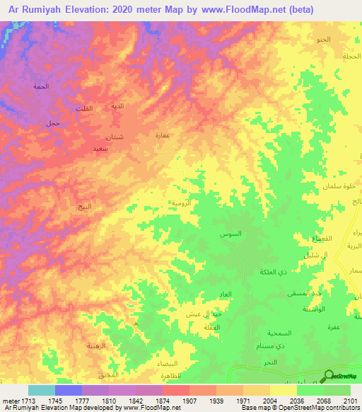 Ar Rumiyah,Yemen Elevation Map