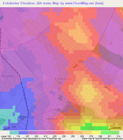 Erdokertes,Hungary Elevation Map