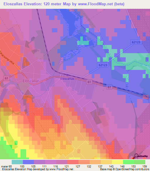 Eloszallas,Hungary Elevation Map