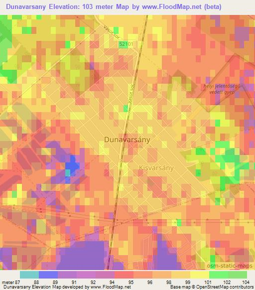 Dunavarsany,Hungary Elevation Map