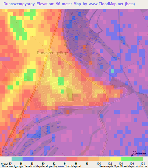 Dunaszentgyorgy,Hungary Elevation Map