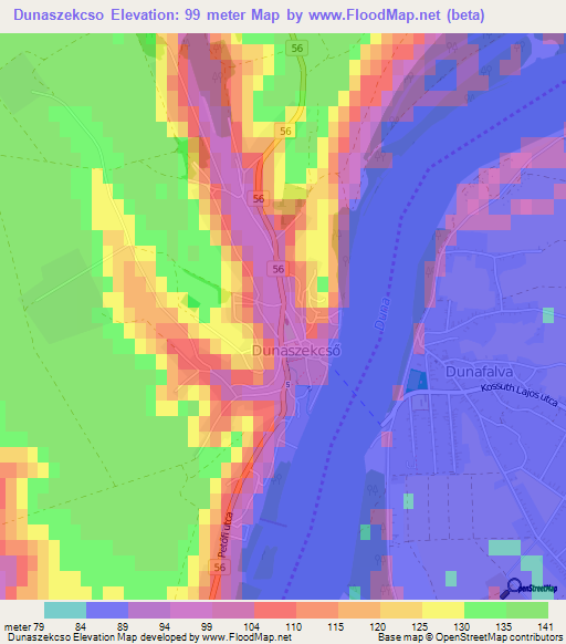 Dunaszekcso,Hungary Elevation Map