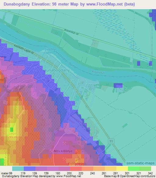Dunabogdany,Hungary Elevation Map