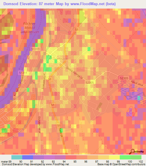 Domsod,Hungary Elevation Map