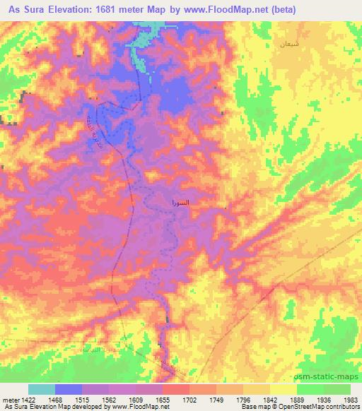 As Sura,Yemen Elevation Map