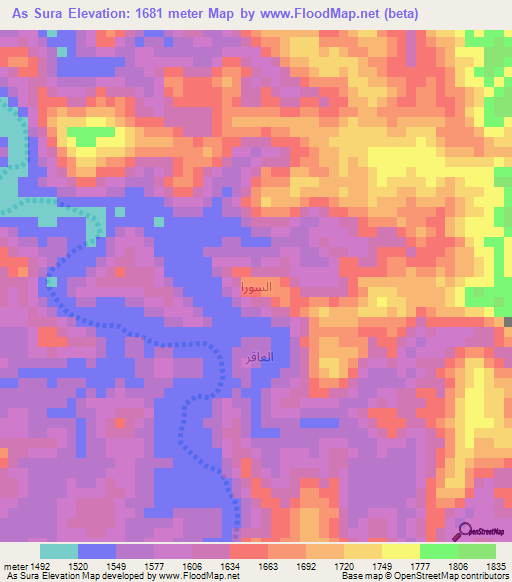 As Sura,Yemen Elevation Map