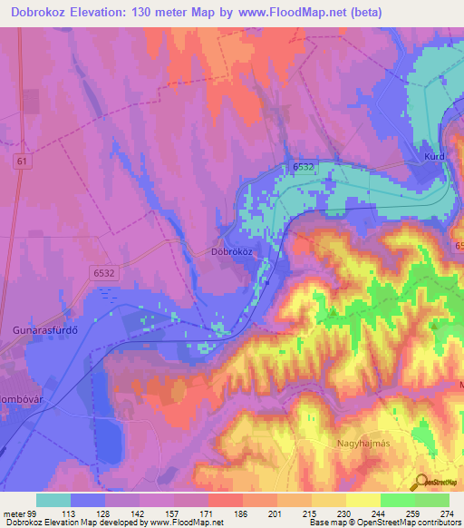 Dobrokoz,Hungary Elevation Map
