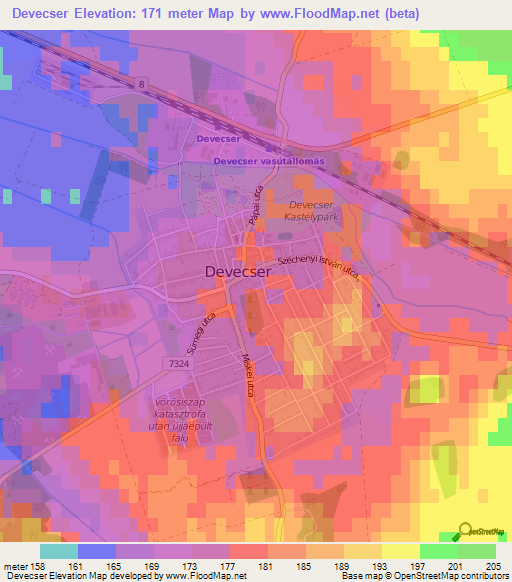 Devecser,Hungary Elevation Map