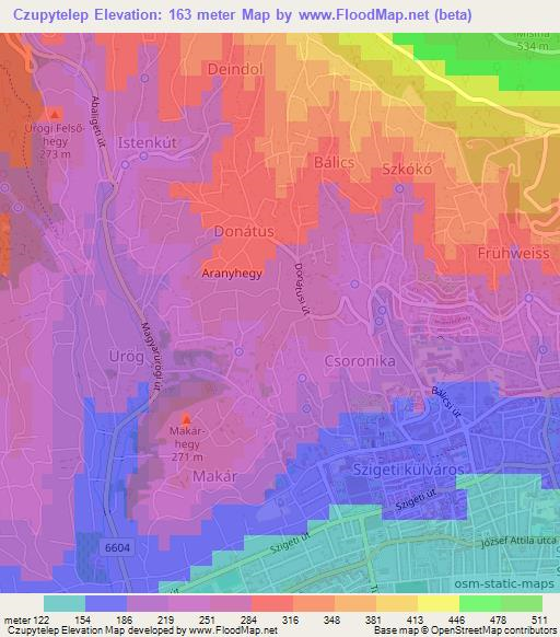 Czupytelep,Hungary Elevation Map