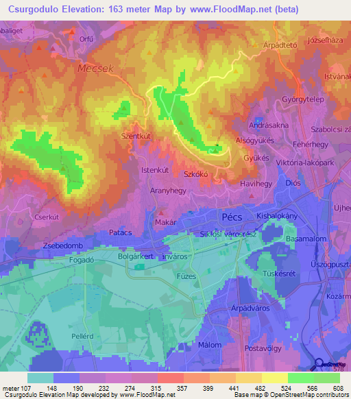 Csurgodulo,Hungary Elevation Map